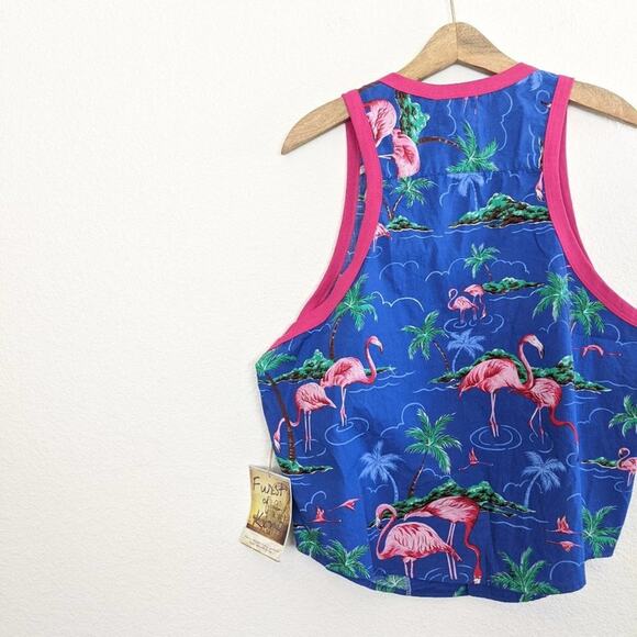 LF Furst of a Kind Flamingo Button Down Tank Top - Picture 4 of 6